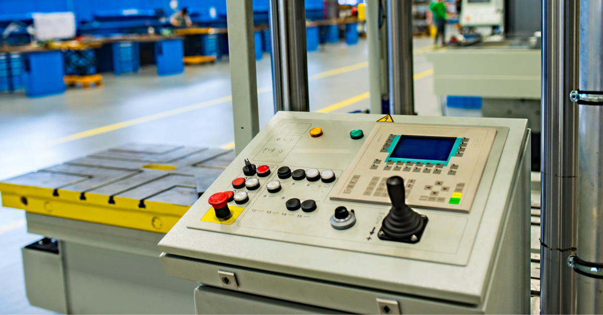 close up of controls on a hydraulic press 